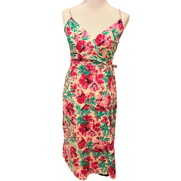 NWT J.Crew •0• Pink Floral Woven Cotton Sleeveless Wrap Dress #AO365 - Picture 6 of 13
